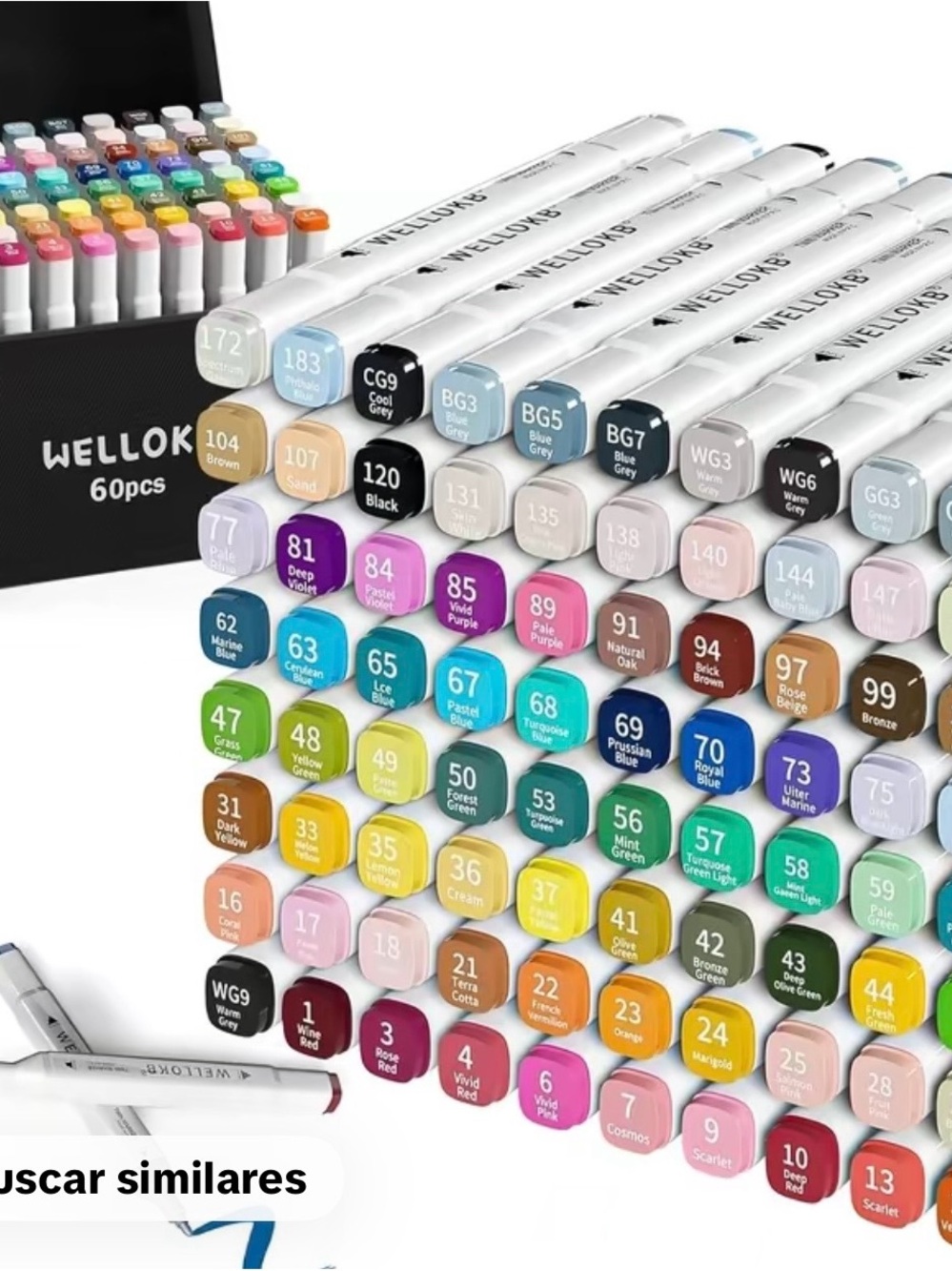 WELLION 60pc Dual Tip Art Markers - Assorted Colors